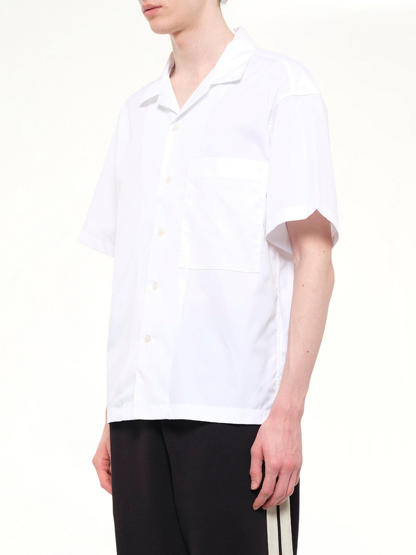 PALM ANGELS B Curved Logo Bowling Shirt (White)