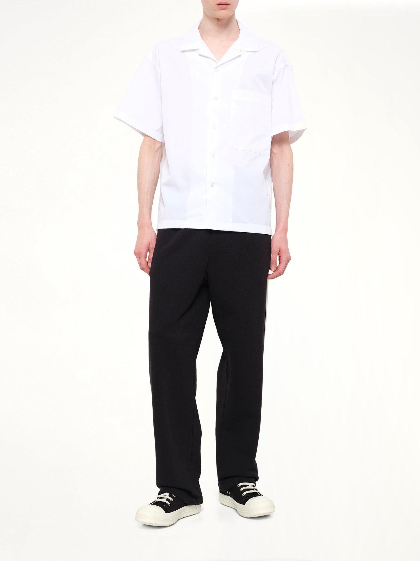 PALM ANGELS B Curved Logo Bowling Shirt (White)