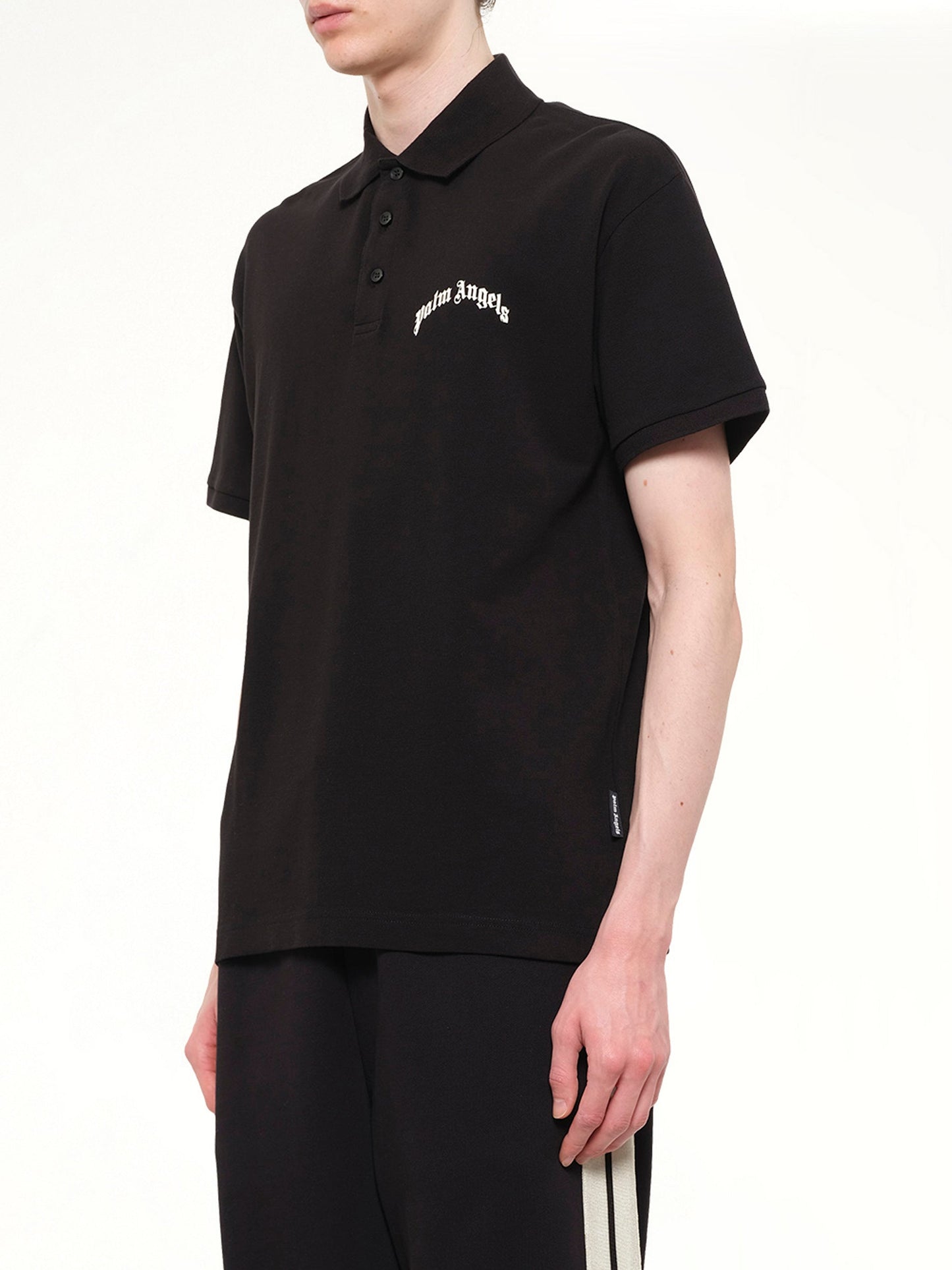 PALM ANGELS Back Curved Logo Polo S/S (Black)