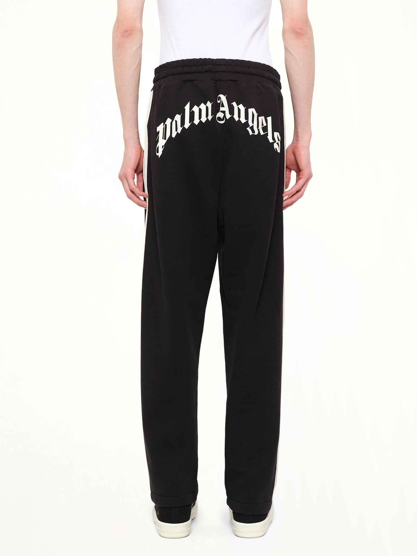 PALM ANGELS Back Curved Logo Sweatpants (Black)