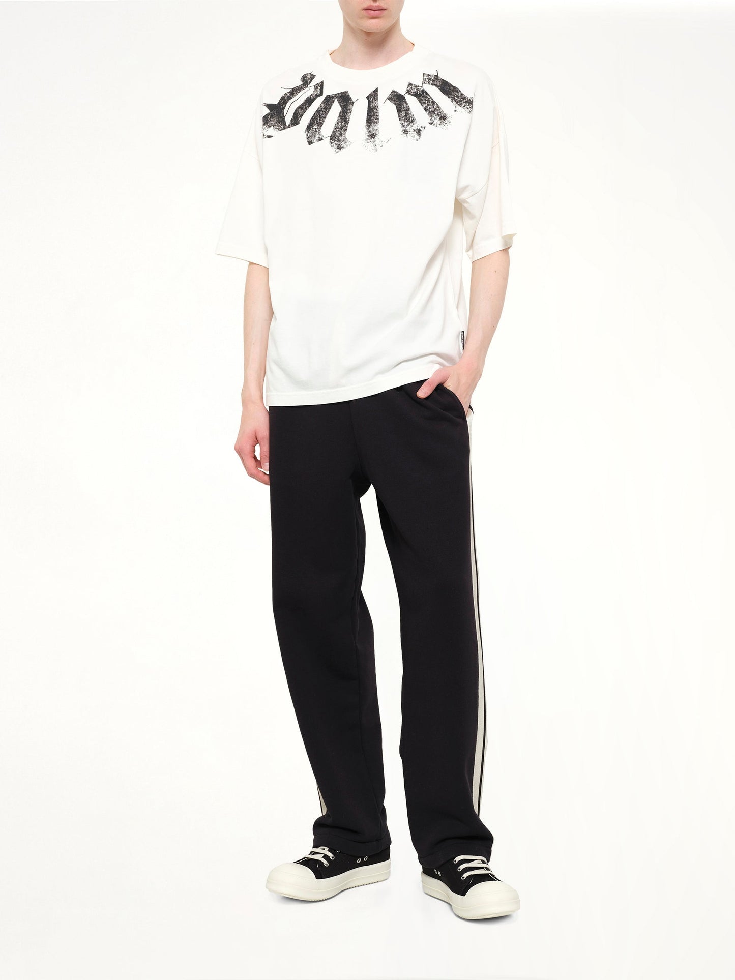 PALM ANGELS Back Curved Logo Sweatpants (Black)