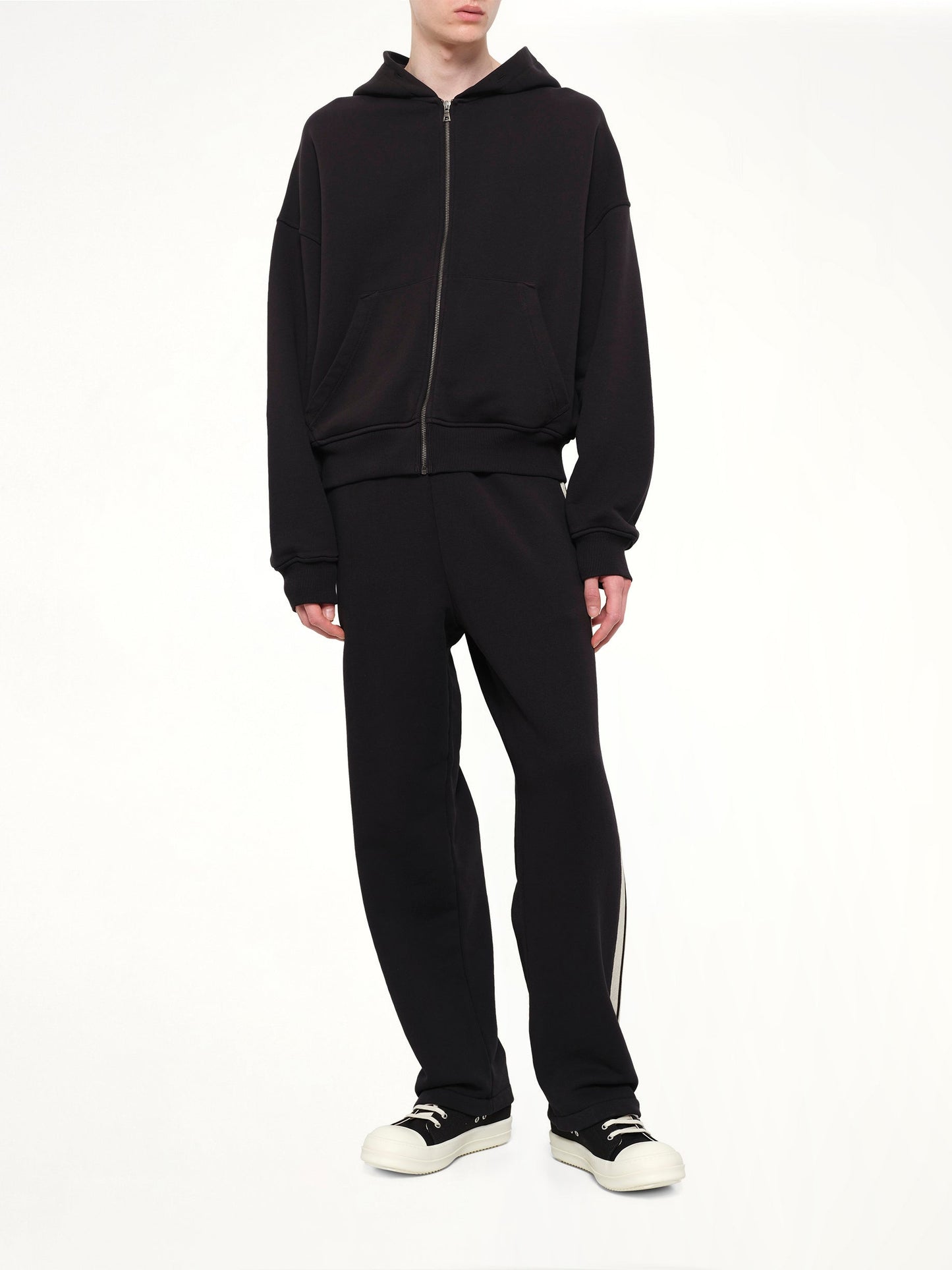 PALM ANGELS Back Curved Logo Zip Hoodie (Black)