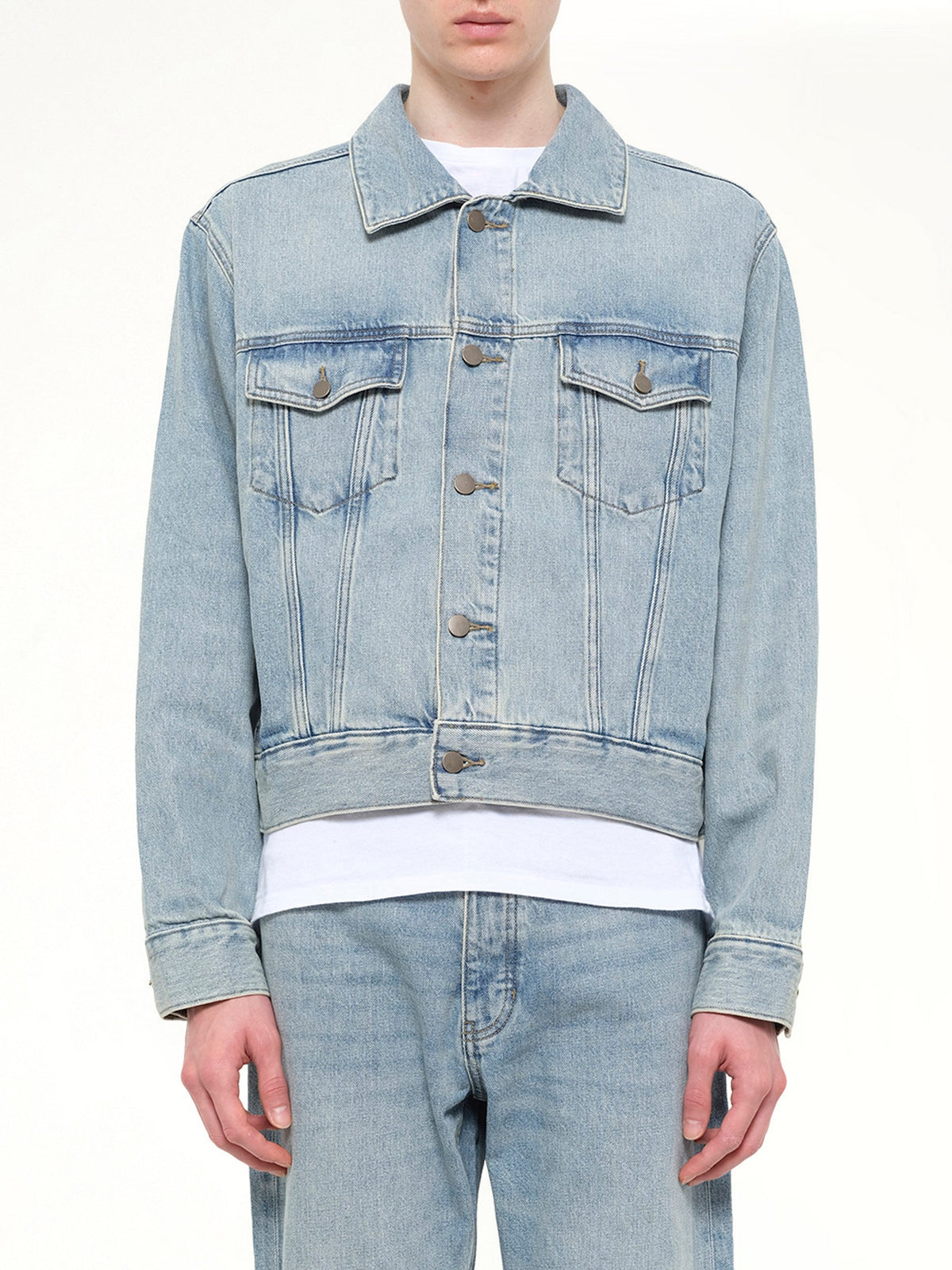Image of Coats & Jackets. Product name - Classic Denim Jacket in Blue colour by brand - FEAR OF GOD ESSENTIALS