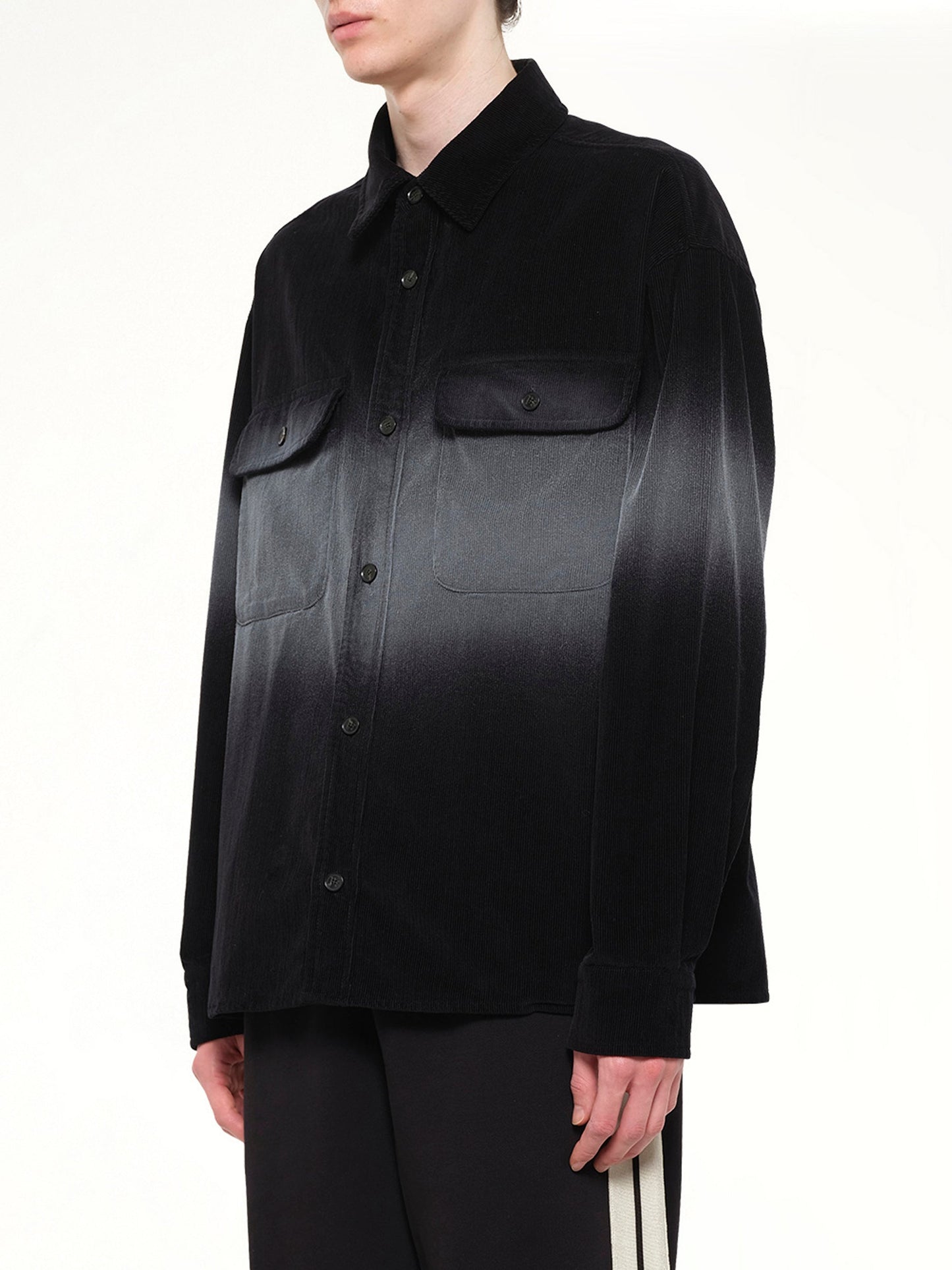 PALM ANGELS Faded Effect Classic Logo Loose Overshirt (Black)