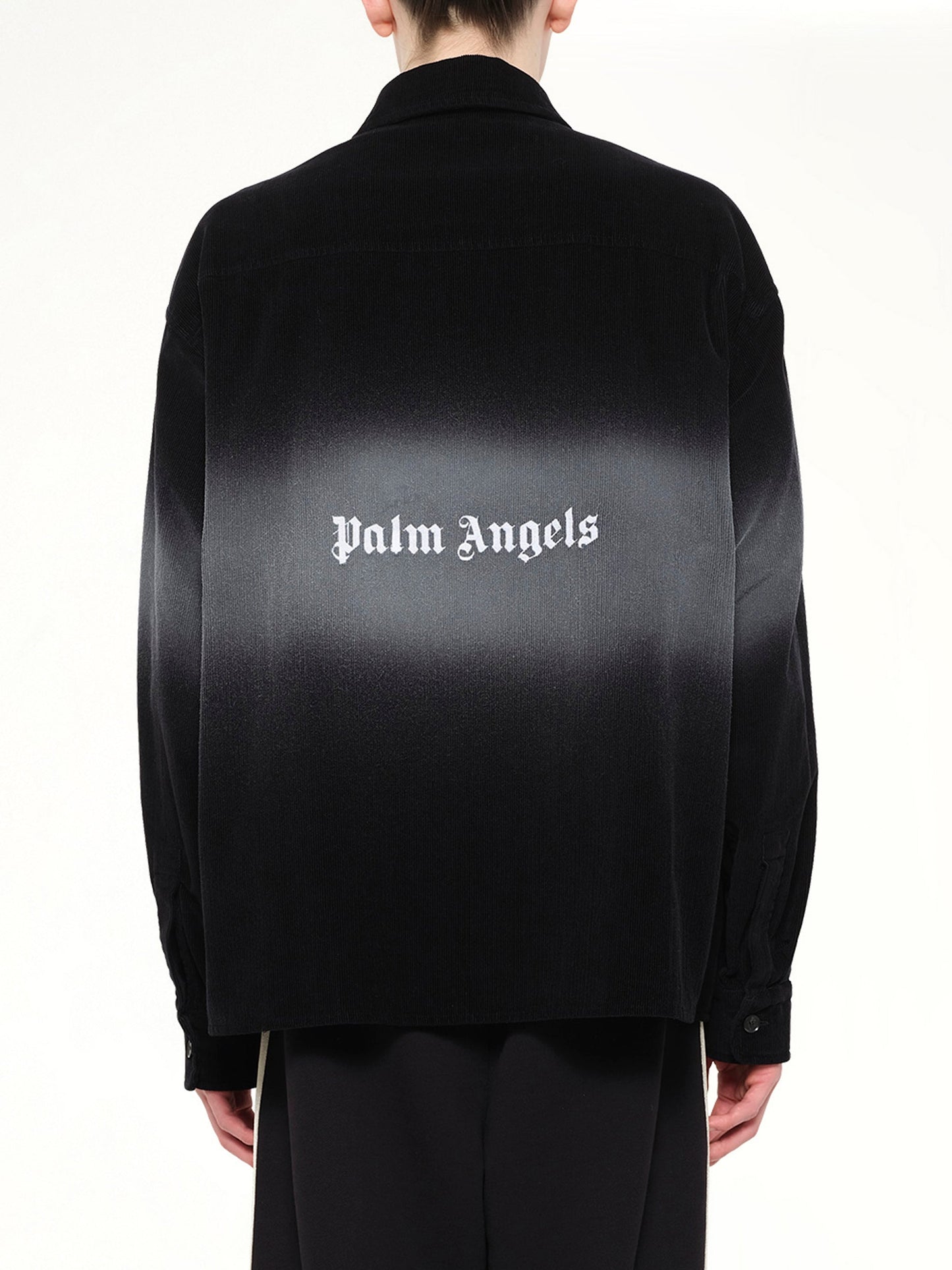 PALM ANGELS Faded Effect Classic Logo Loose Overshirt (Black)
