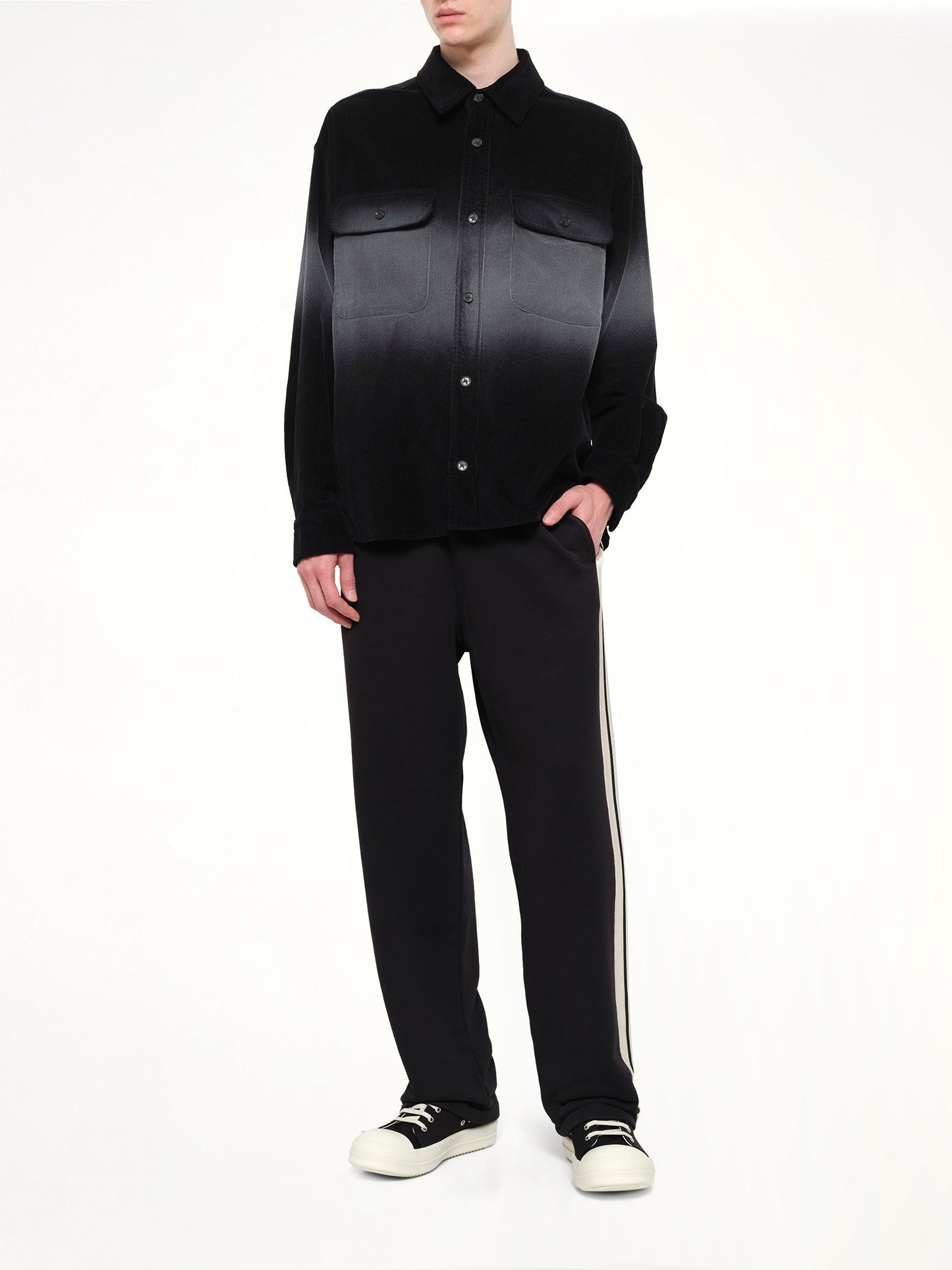 PALM ANGELS Faded Effect Classic Logo Loose Overshirt (Black)