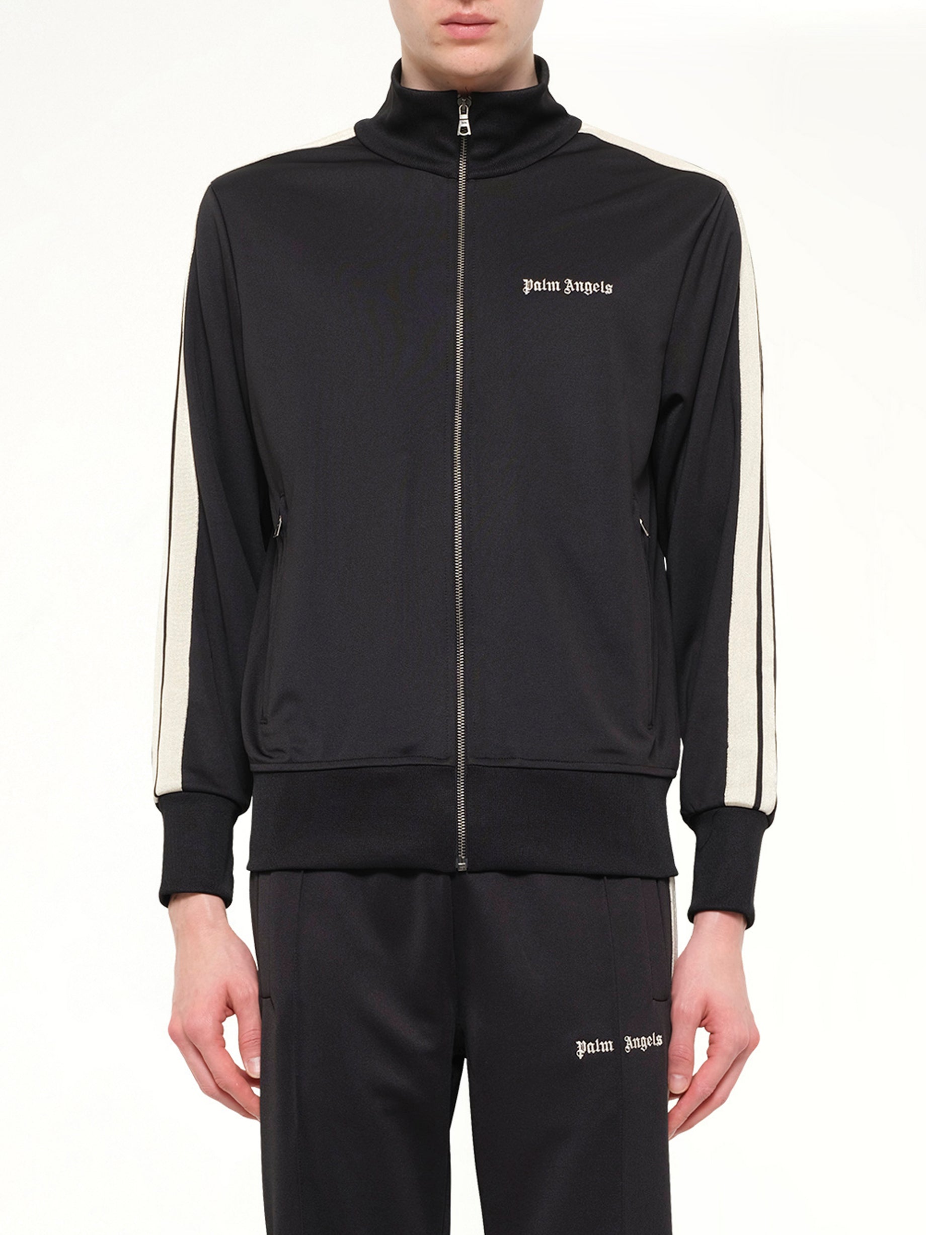 Image of Coats & Jackets. Product name - Classic Logo Track Top in Black colour by brand - PALM ANGELS