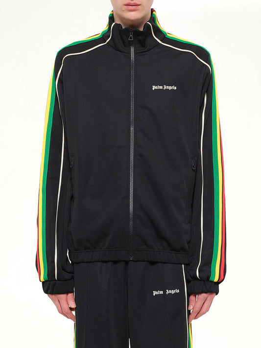 Image of Coats & Jackets. Product name - J Classic Logo Vint Track Top in Black colour by brand - PALM ANGELS