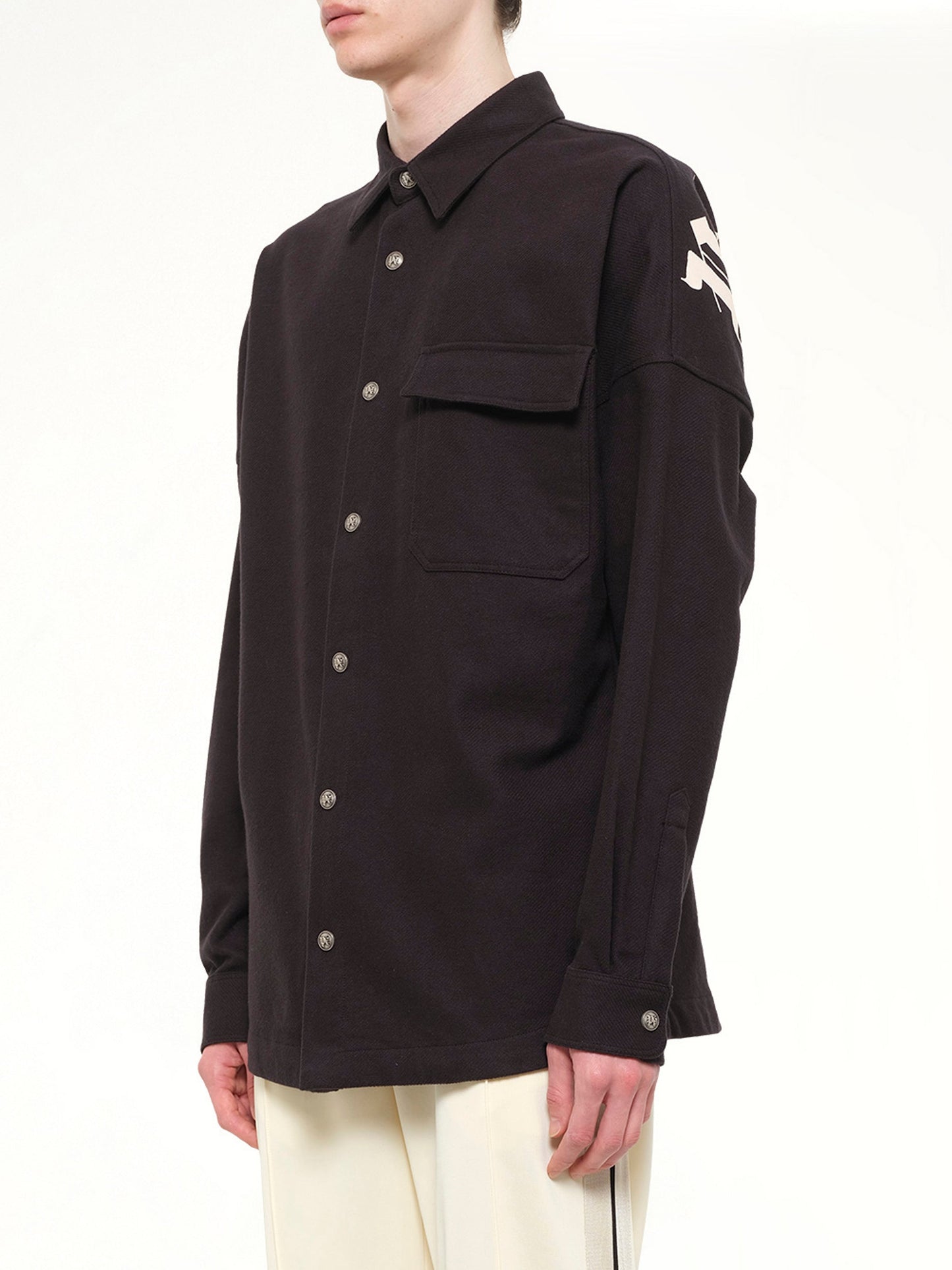 PALM ANGELS Logo Loose Overshirt (Black)