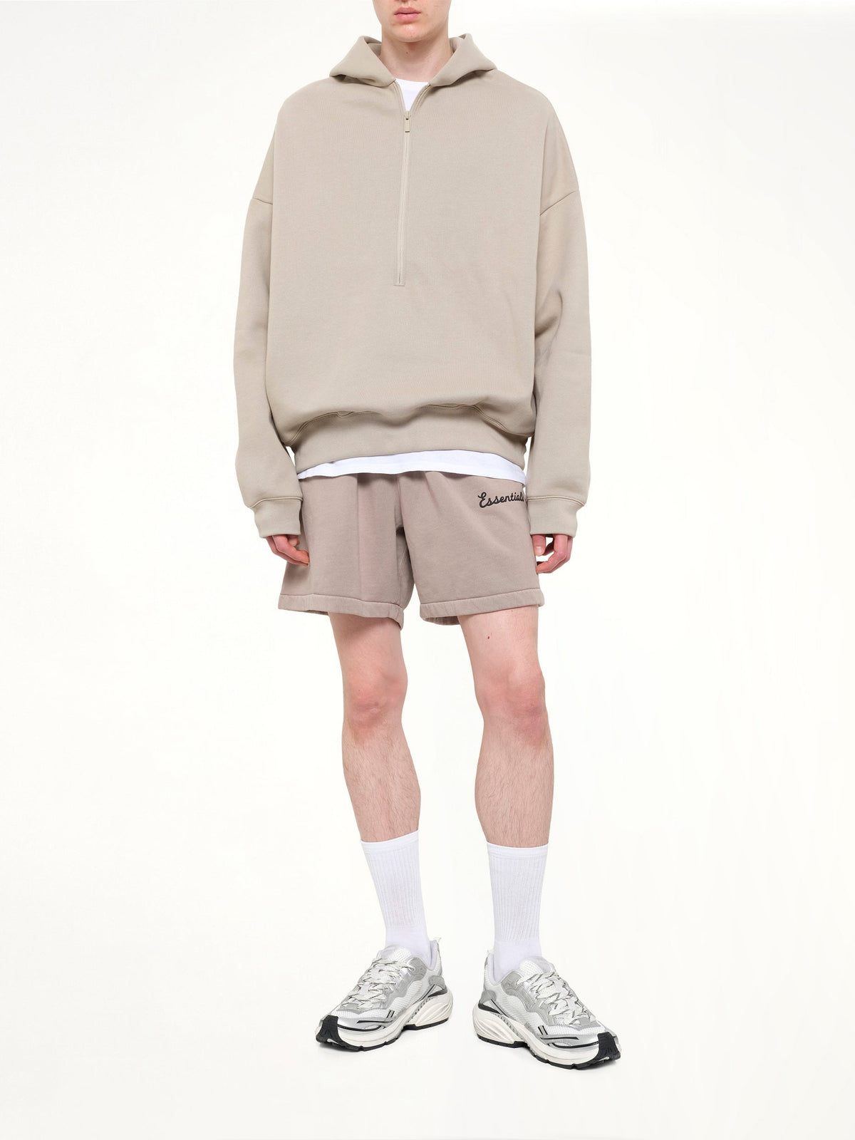 FEAR OF GOD ESSENTIALS Property Lounge Half Zip Hoodie (Grey)
