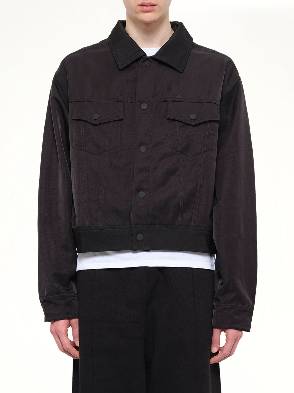 Image of Coats & Jackets. Product name - Trucker Jacket in Black colour by brand - FEAR OF GOD ESSENTIALS