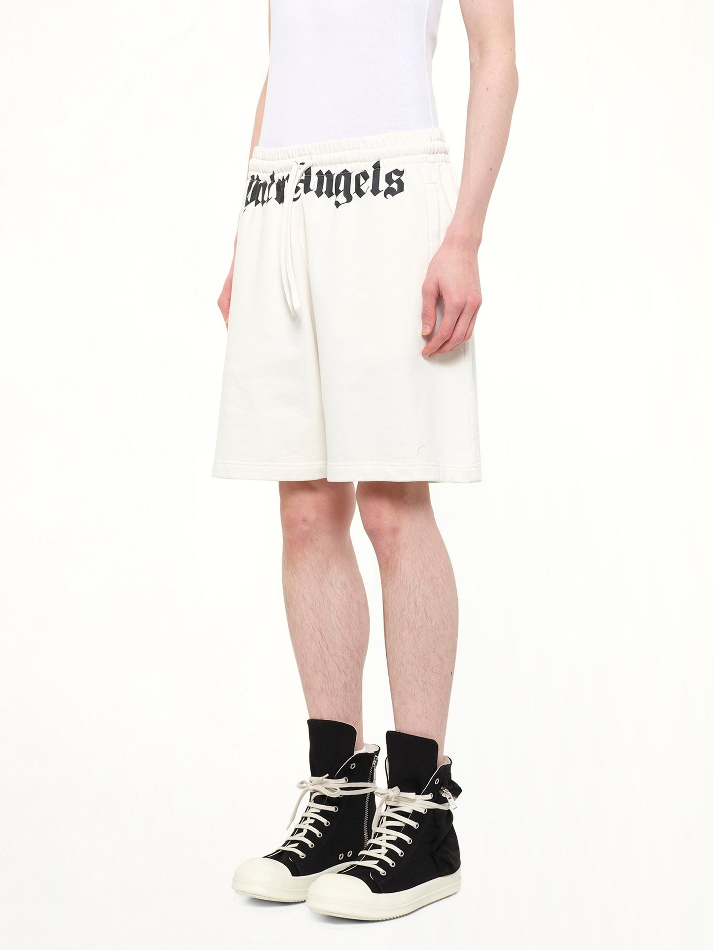 PALM ANGELS Waist Logo Sweatshorts (White)