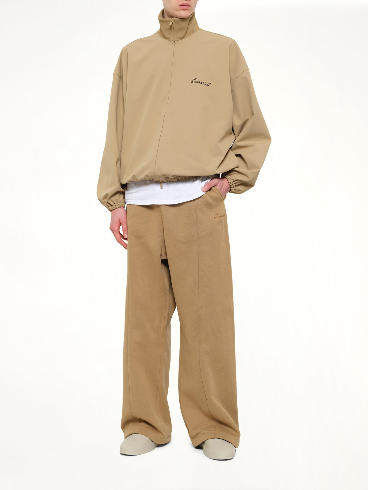 FEAR OF GOD ESSENTIALS Signature Full Zip Track Jacket (Brown)