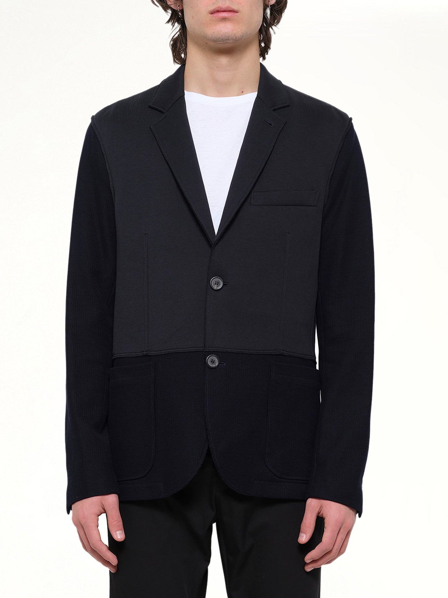 Image of Coats & Jackets. Product name - 2 Button Jacket in Navy colour by brand - LANVIN