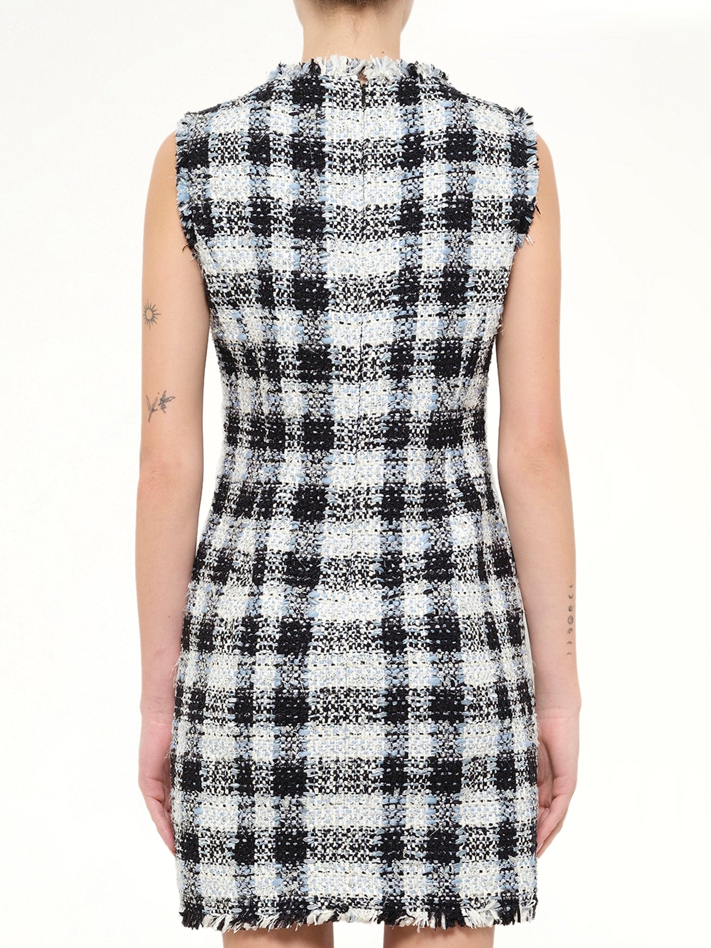 Alexander McQueen Checkered Tweed Dress (Blue)