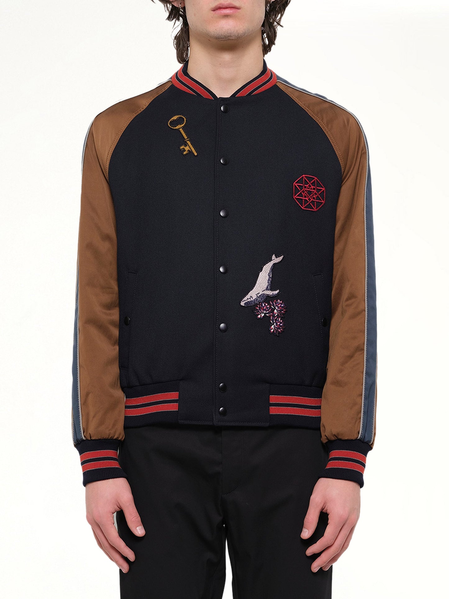 Image of Coats & Jackets. Product name - Baseball Jacket Cavalry in Navy colour by brand - LANVIN