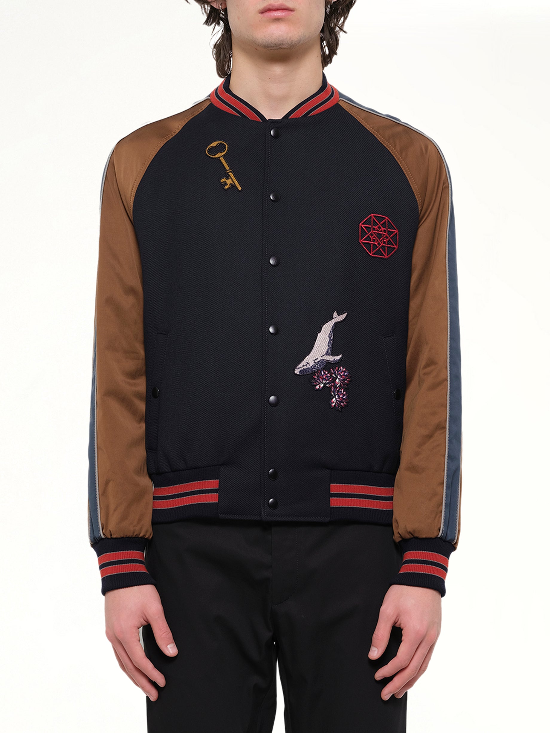 Image of Coats & Jackets. Product name - Baseball Jacket Cavalry in Navy colour by brand - LANVIN