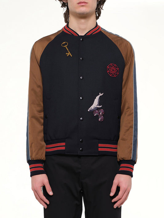 Image of Coats & Jackets. Product name - Baseball Jacket Cavalry in Navy colour by brand - LANVIN