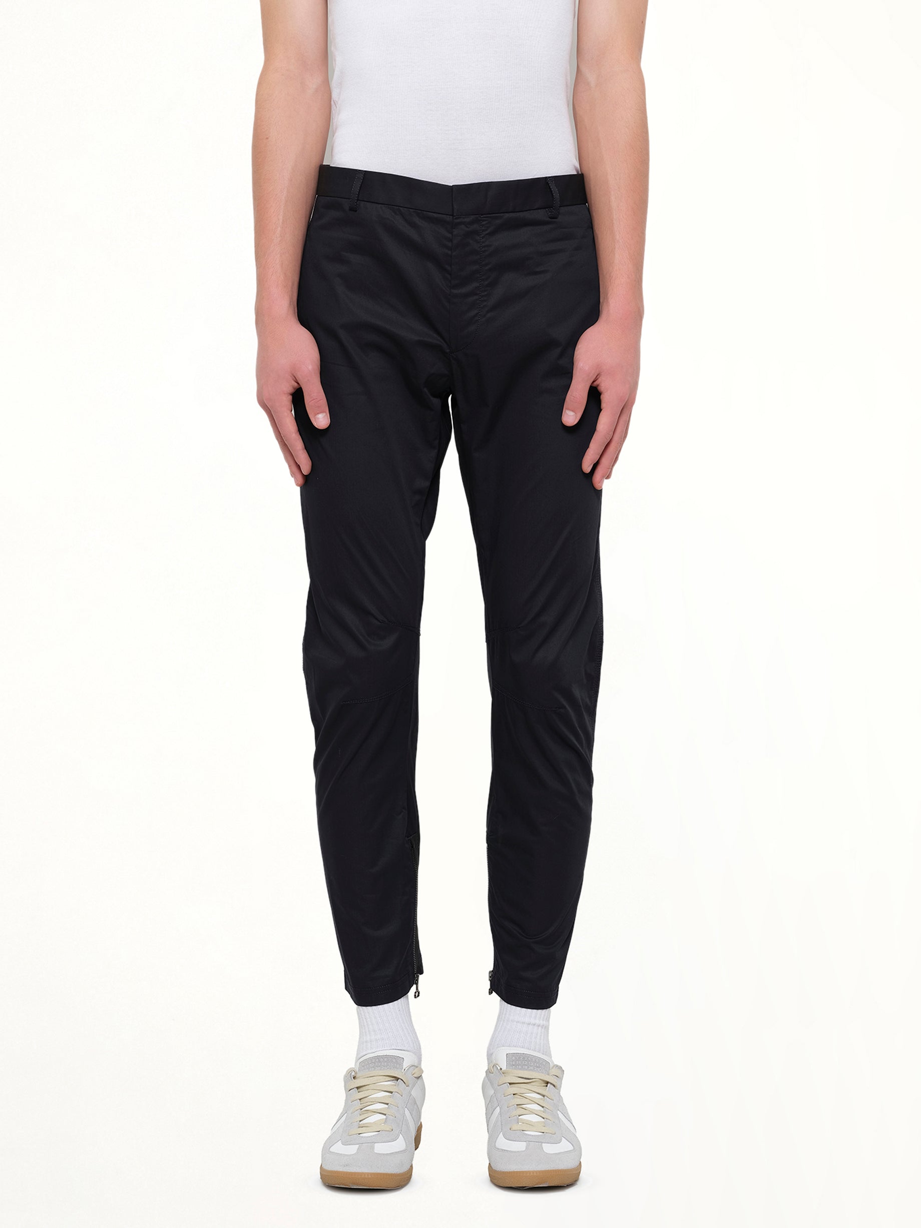 Image of a model wearing Pants. Product name - Biker Pants in Navy colour by brand - LANVIN