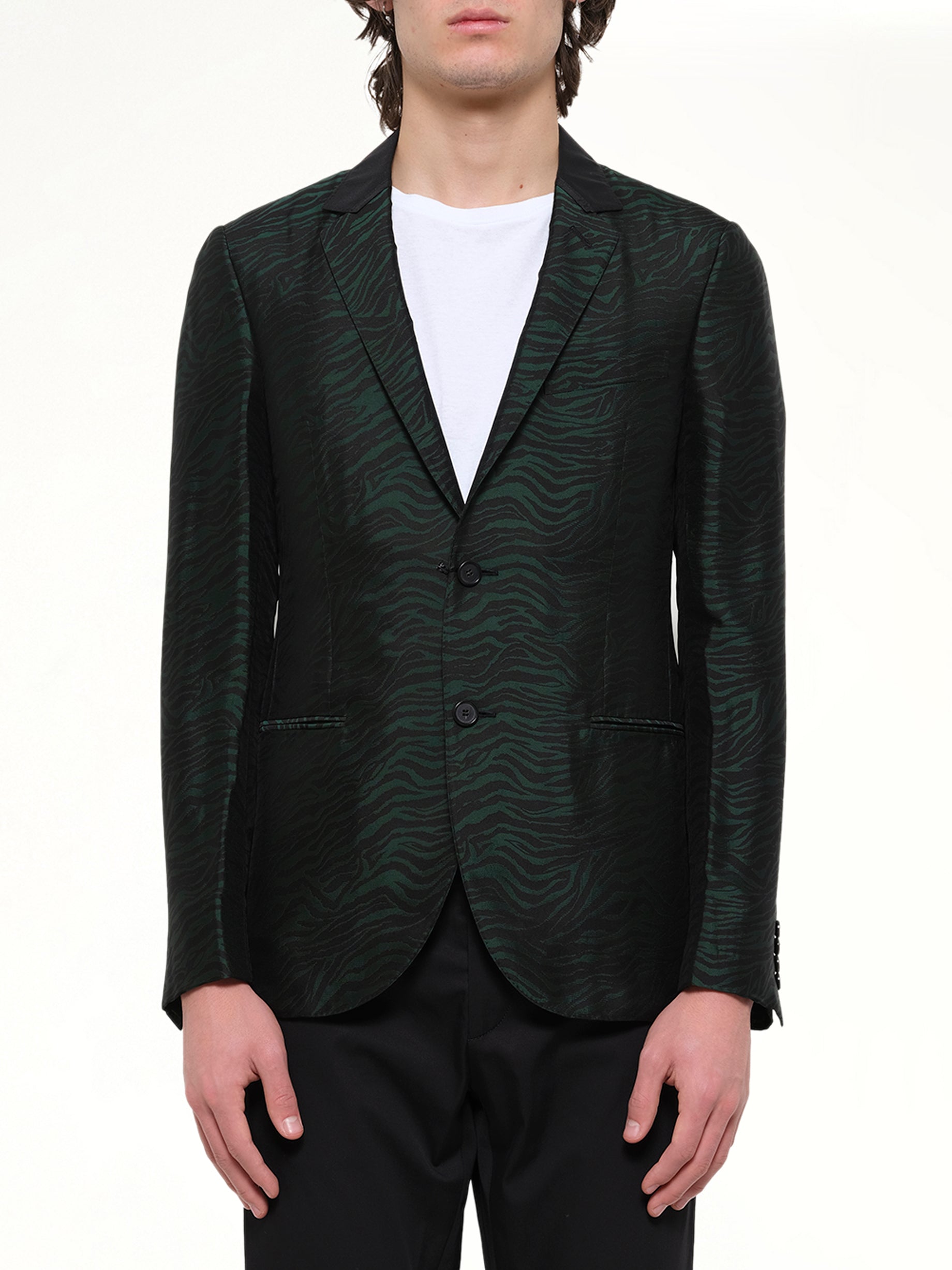 Image of Coats & Jackets. Product name - D8 Slim 2 Button Jacket in Green colour by brand - LANVIN