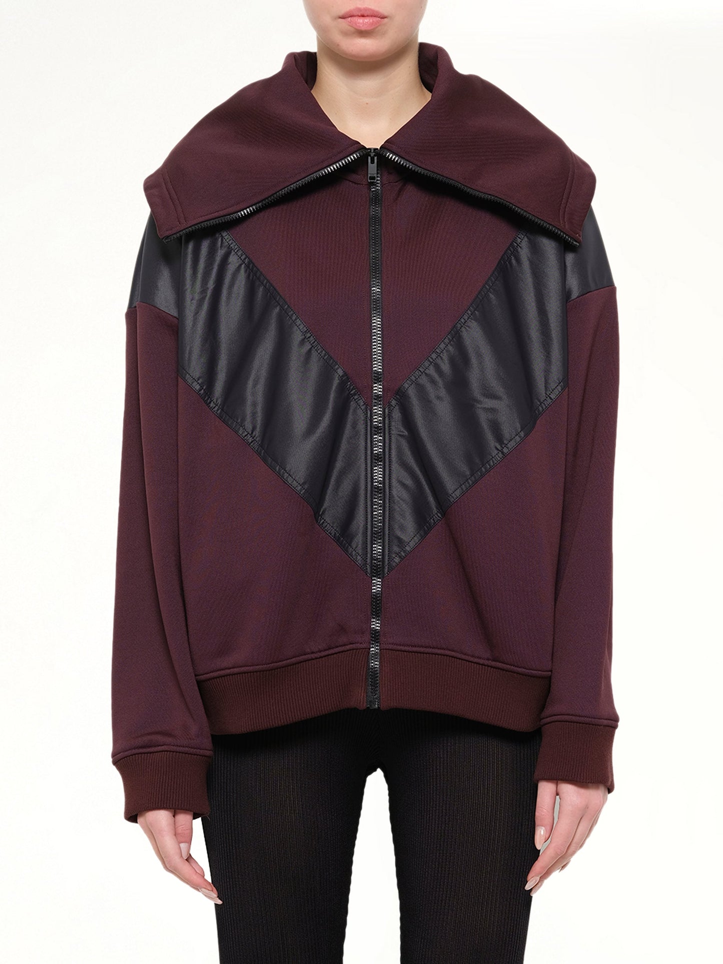 Image of Coats & Jackets. Product name - Destructured Jersey Jacket in Burgundy colour by brand - GIVENCHY