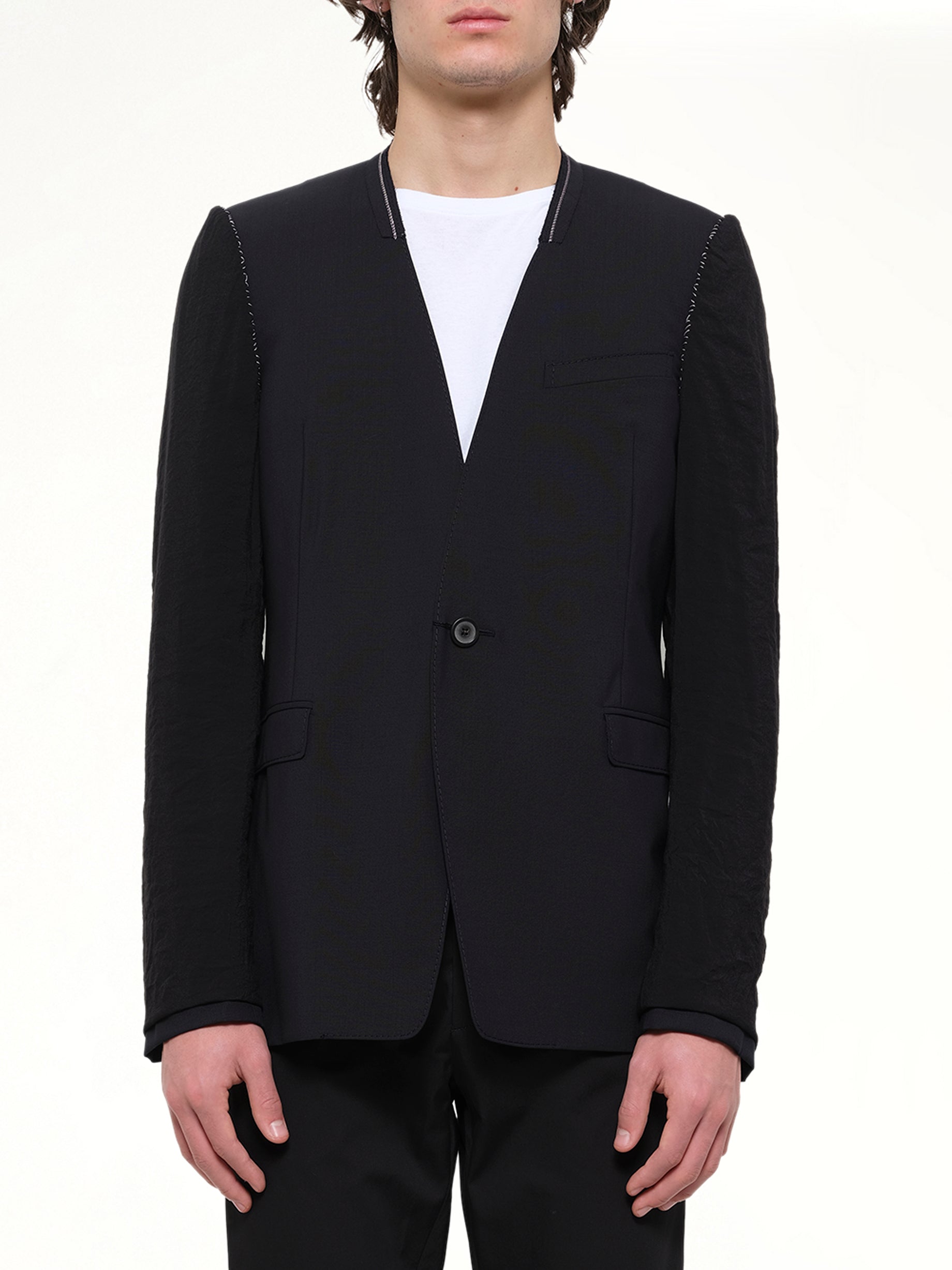 Image of Coats & Jackets. Product name - Jacket Collar Insideout in Navy colour by brand - LANVIN