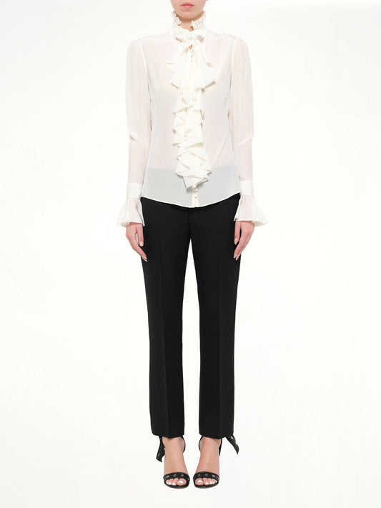 ALEXANDER MCQUEEN Long Sleeve Ruffle Shirt (White)