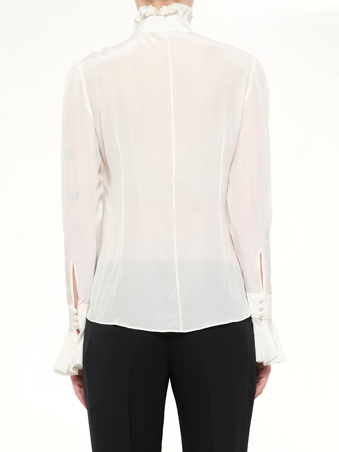 ALEXANDER MCQUEEN Long Sleeve Ruffle Shirt (White)