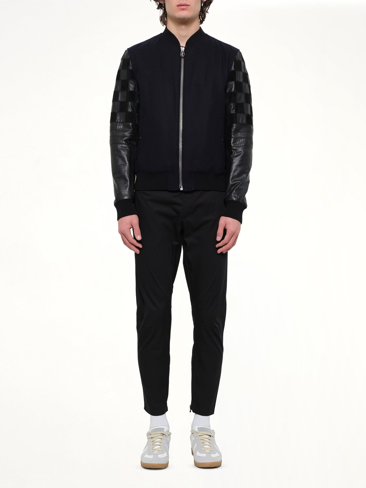 LANVIN Patchwork Bomber Jacket (Navy)