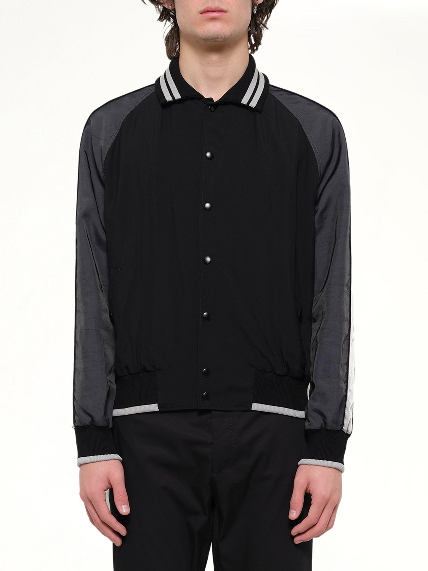 Image of Coats & Jackets. Product name - Piping Baseball Jacket in Black colour by brand - LANVIN
