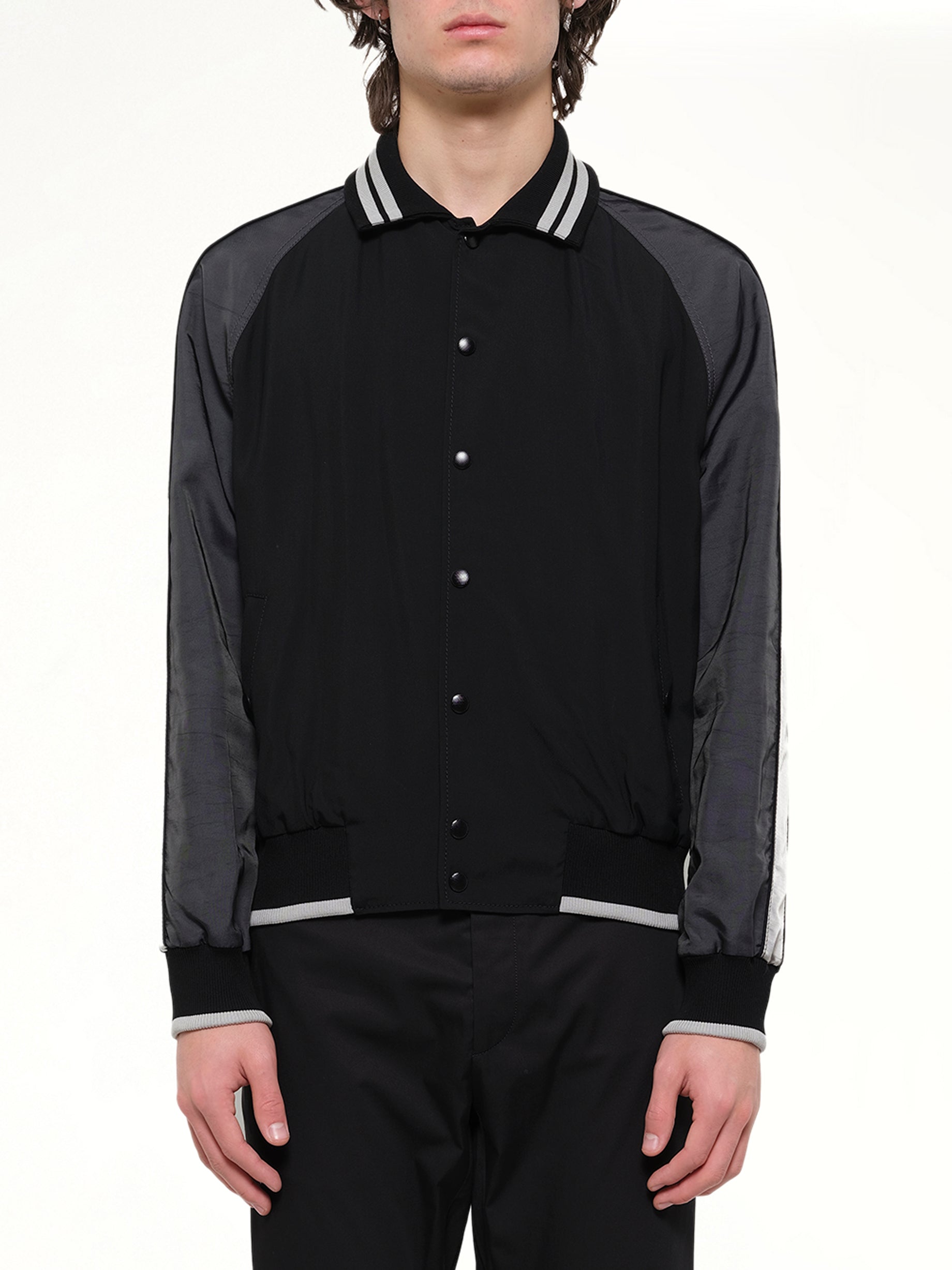 Image of Coats & Jackets. Product name - Piping Baseball Jacket in Black colour by brand - LANVIN