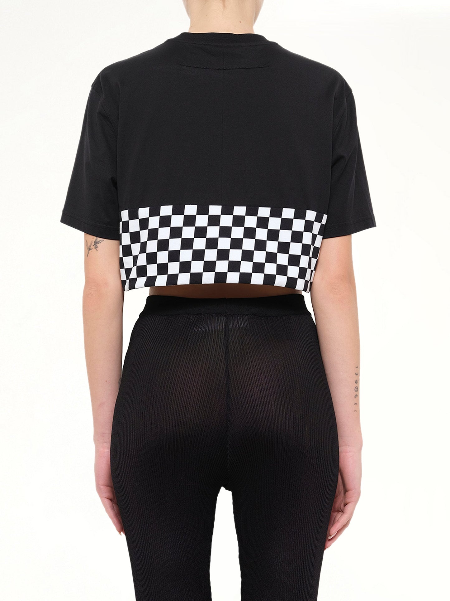 GIVENCHY Podium Checkerboard Crop T-Shirt (Black)