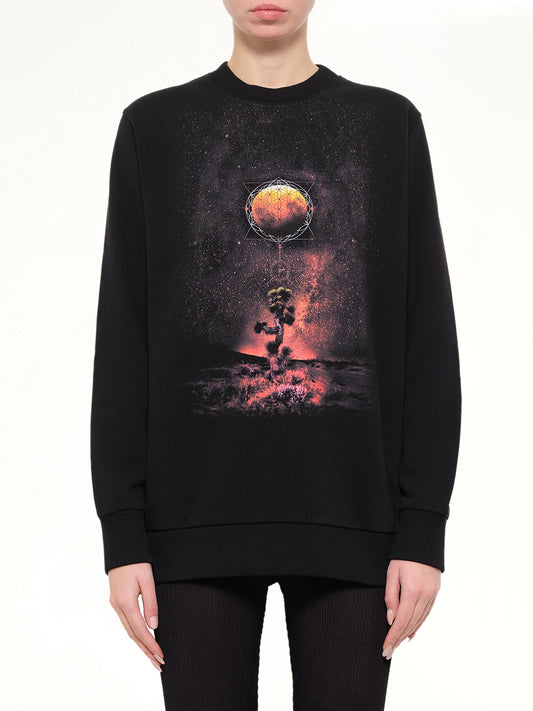 Image of a model wearing Outerwear. Product name - Podium Graphic Sweatshirt in Black colour by brand - GIVENCHY