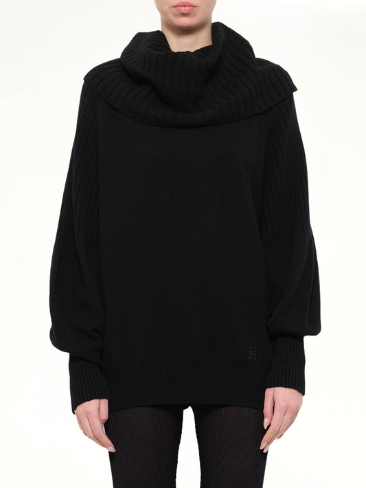 Image of a model wearing Outerwear. Product name - Pullover Sweater in Black colour by brand - GIVENCHY