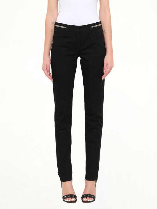 Image of Jeans. Product name - Slim Fit Denim with Zipper at Waist in Black colour by brand - GIVENCHY