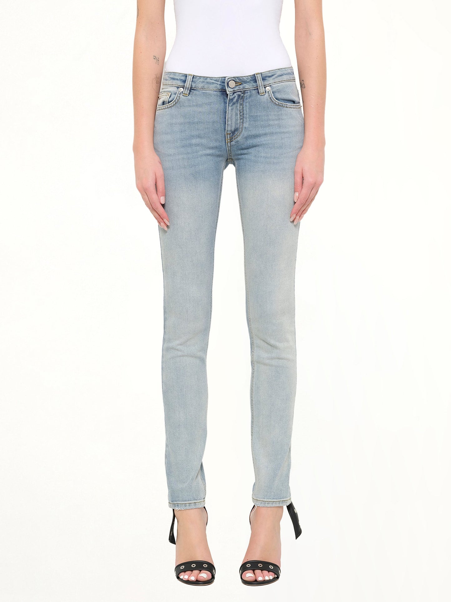 Image of a model wearing Pants. Product name - Slim Fit Pants in Blue colour by brand - GIVENCHY
