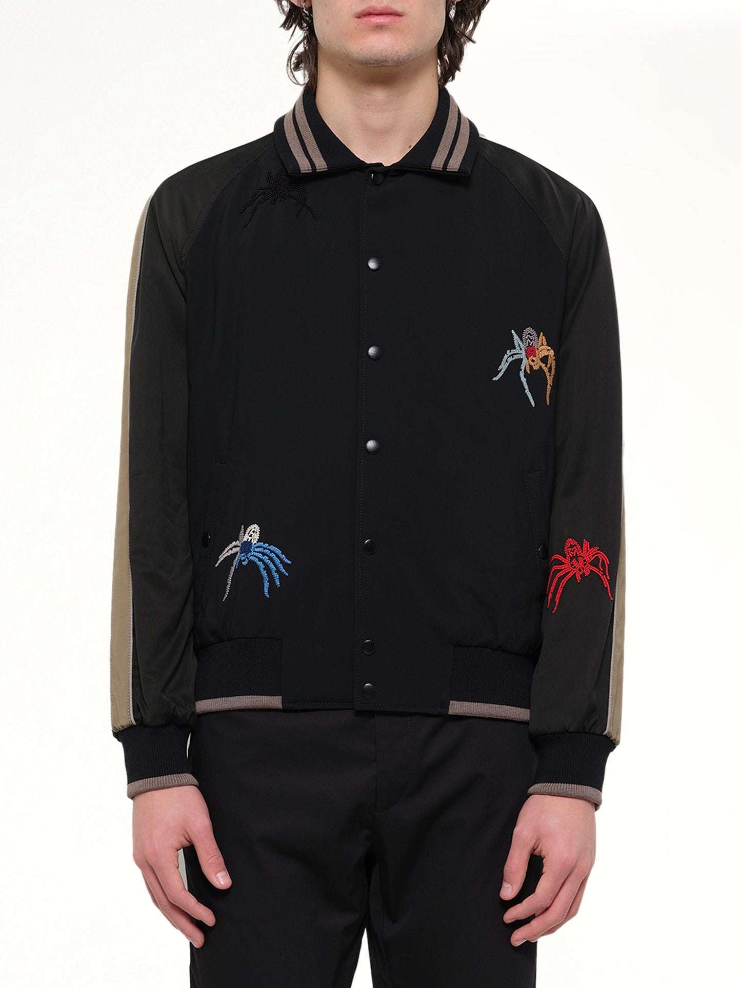 Image of Coats & Jackets. Product name - Spider Embroidered Jacket in Black colour by brand - LANVIN
