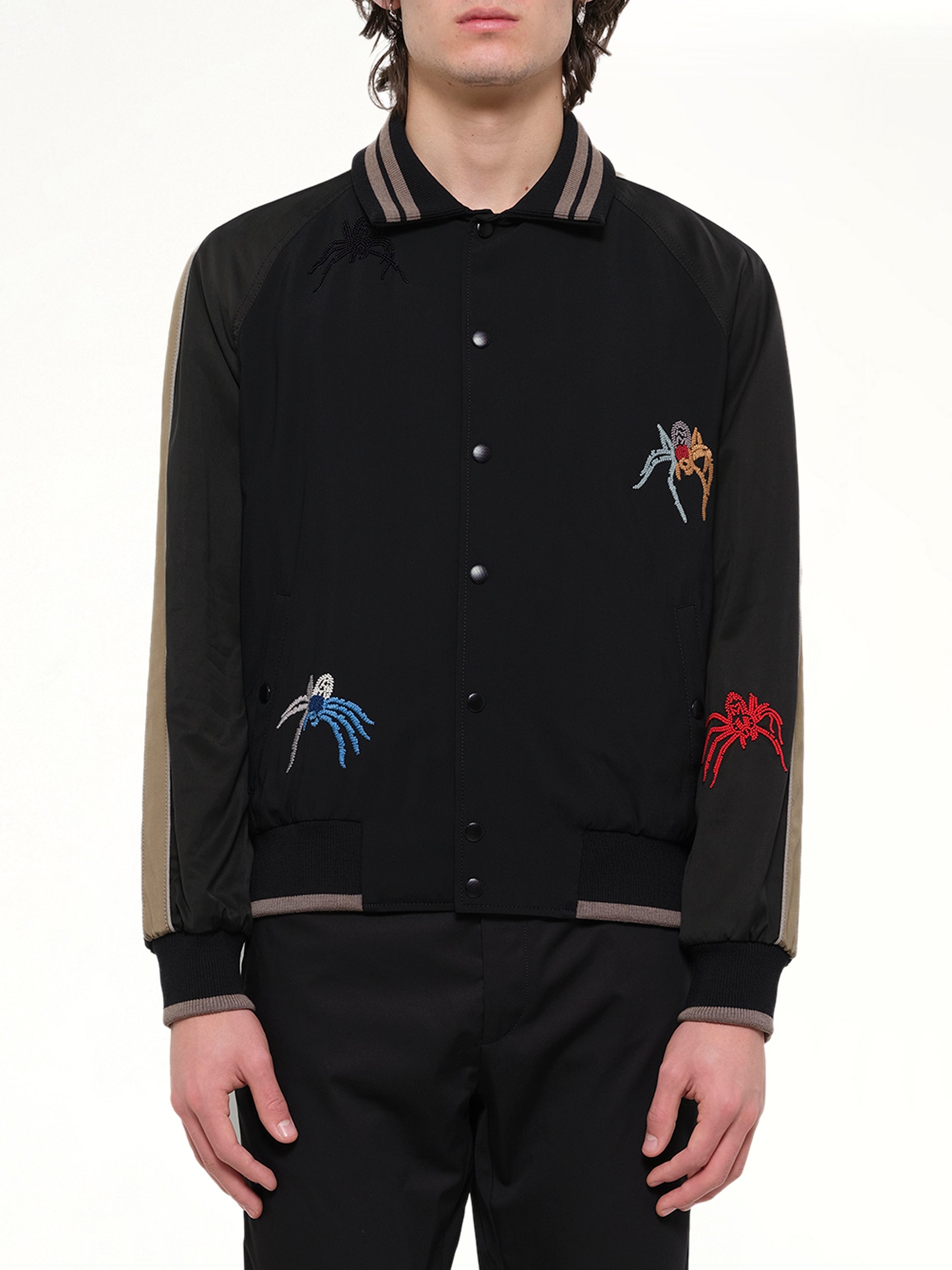 Image of Coats & Jackets. Product name - Spider Embroidered Jacket in Black colour by brand - LANVIN