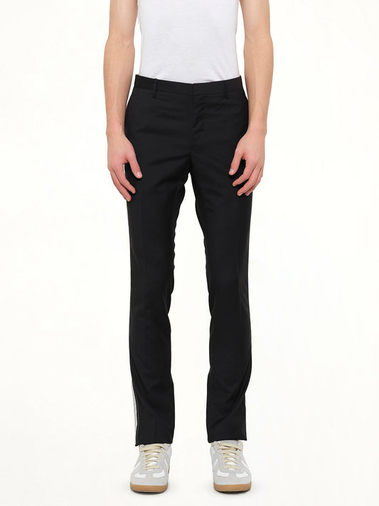 Image of a model wearing Pants. Product name - D8 Slimfit Pants in Black colour by brand - LANVIN