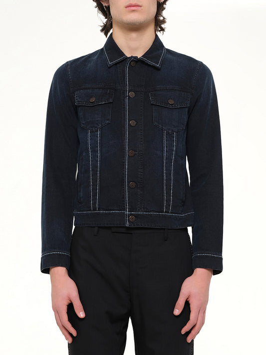 Image of Coats & Jackets. Product name - Denim Trucker in Anthracite colour by brand - LANVIN