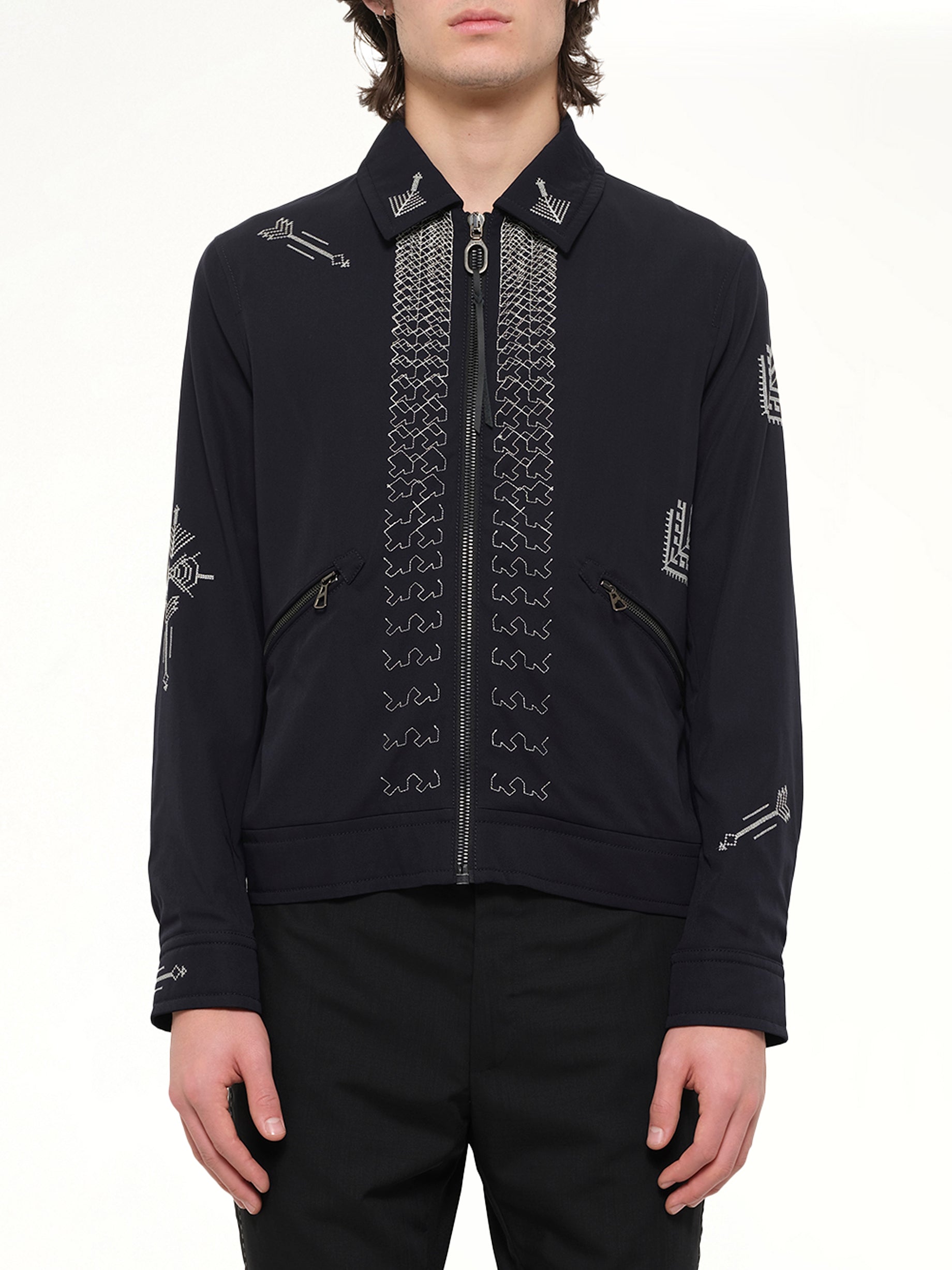 Image of Coats & Jackets. Product name - Embroidered Jacket in Blue colour by brand - LANVIN