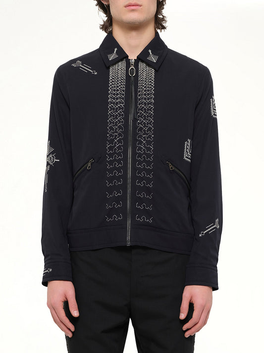 Image of Coats & Jackets. Product name - Embroidered Jacket in Blue colour by brand - LANVIN