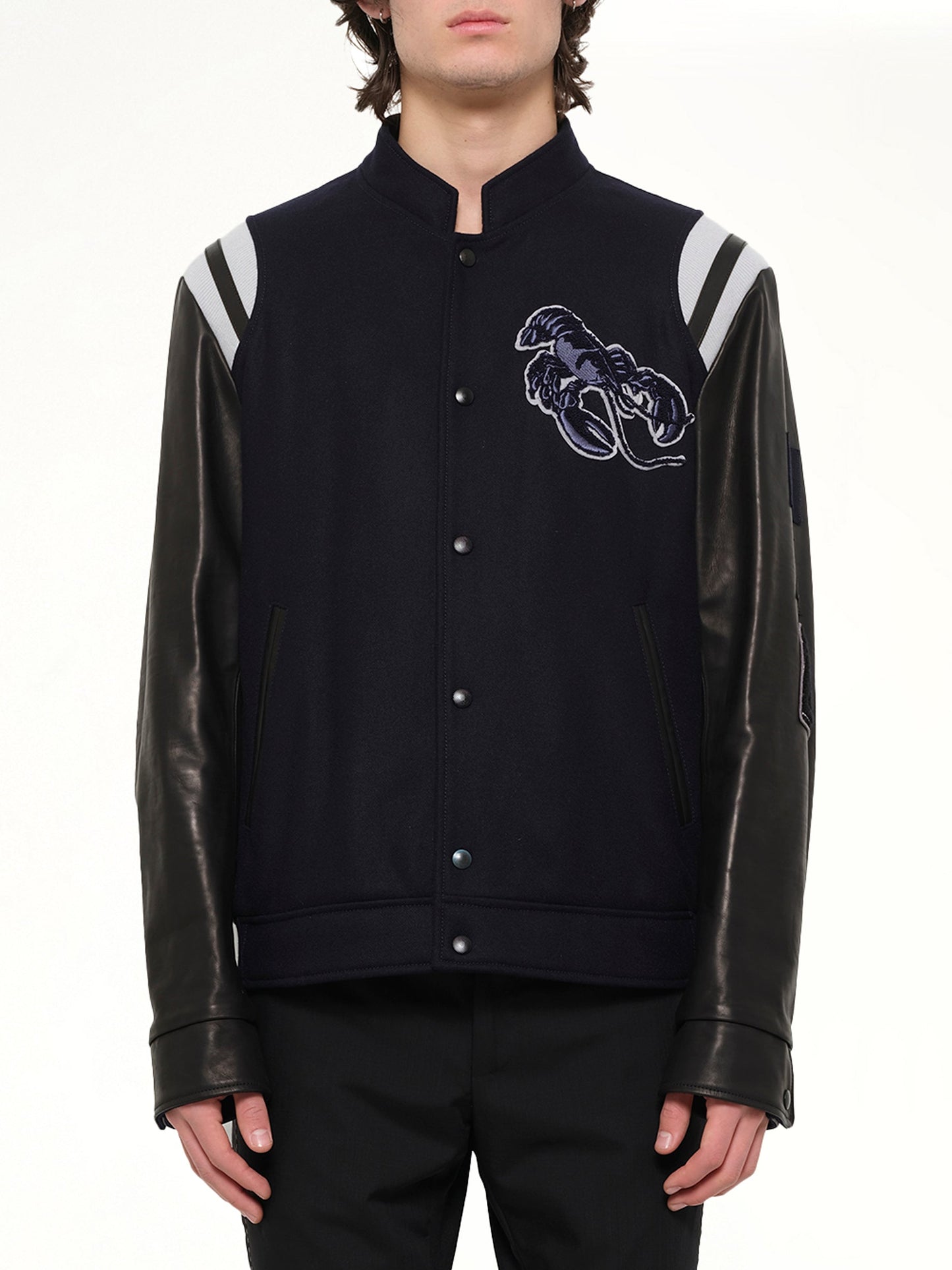 Image of Coats & Jackets. Product name - Lanvin Baseball Jacket in Navy colour by brand - LANVIN