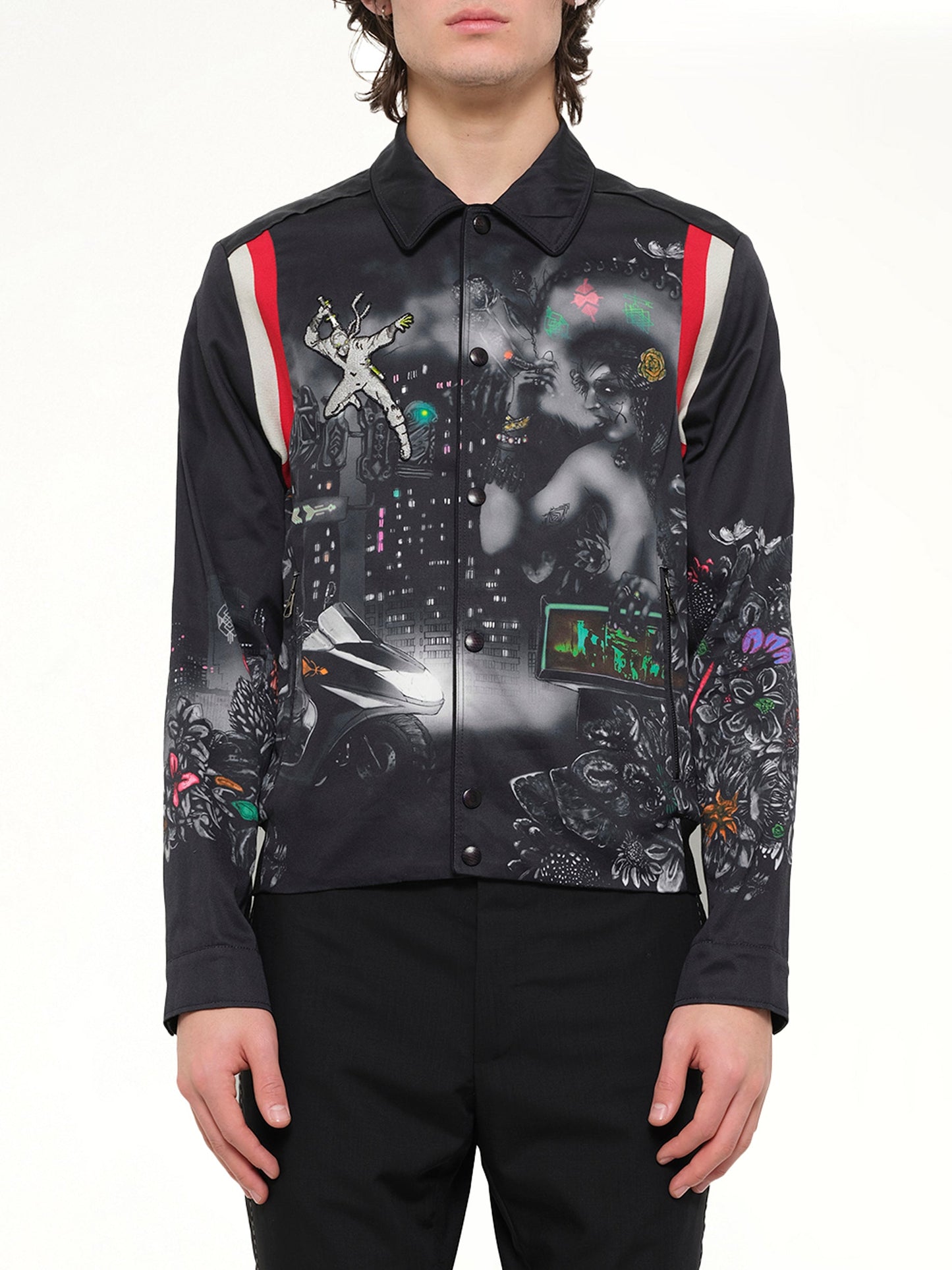 Image of a model wearing Outerwear. Product name - The Party Knit in Black colour by brand - LANVIN