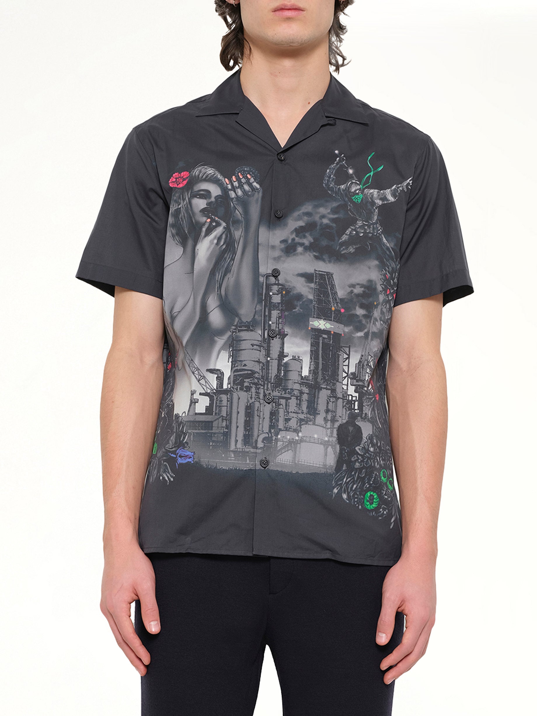 Image of Shirts. Product name - Bowling Shirt in Black colour by brand - LANVIN