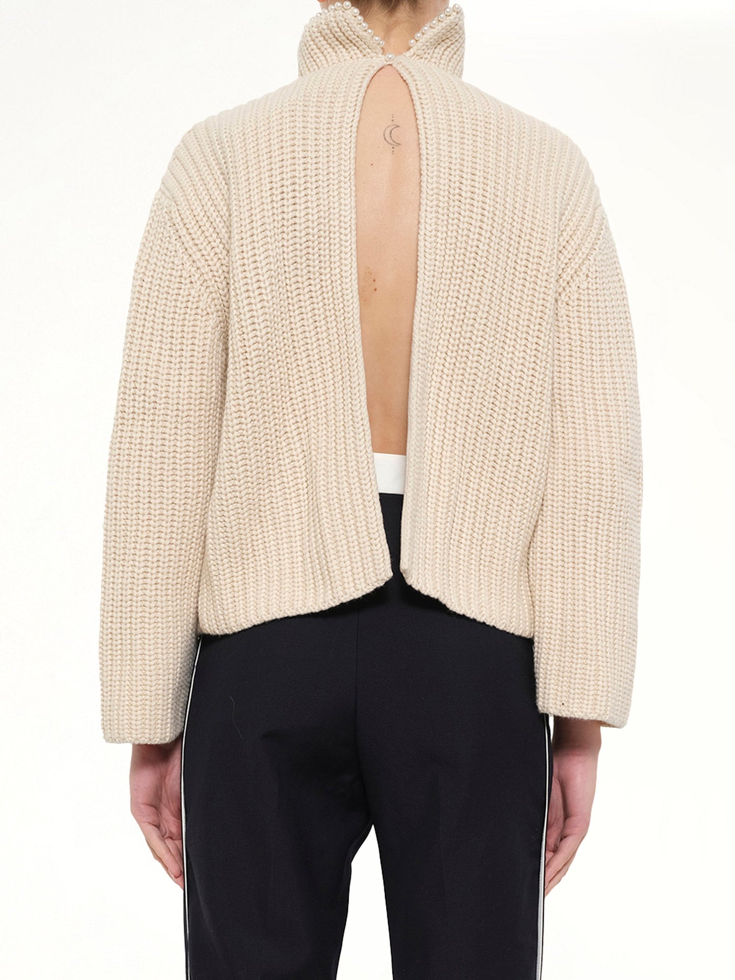 LOEWE Crop Pearls Sweater (Beige)