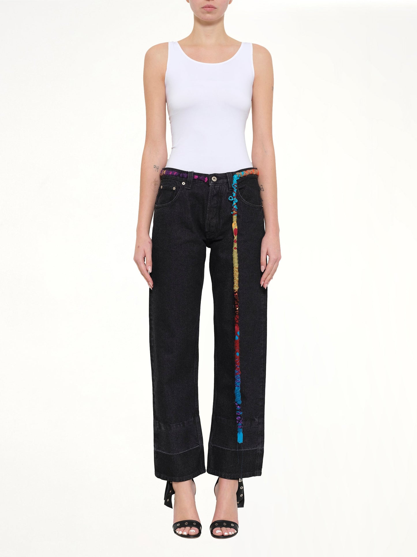 LOEWE Embroidered Knot 5 Pocket Jeans (Black)