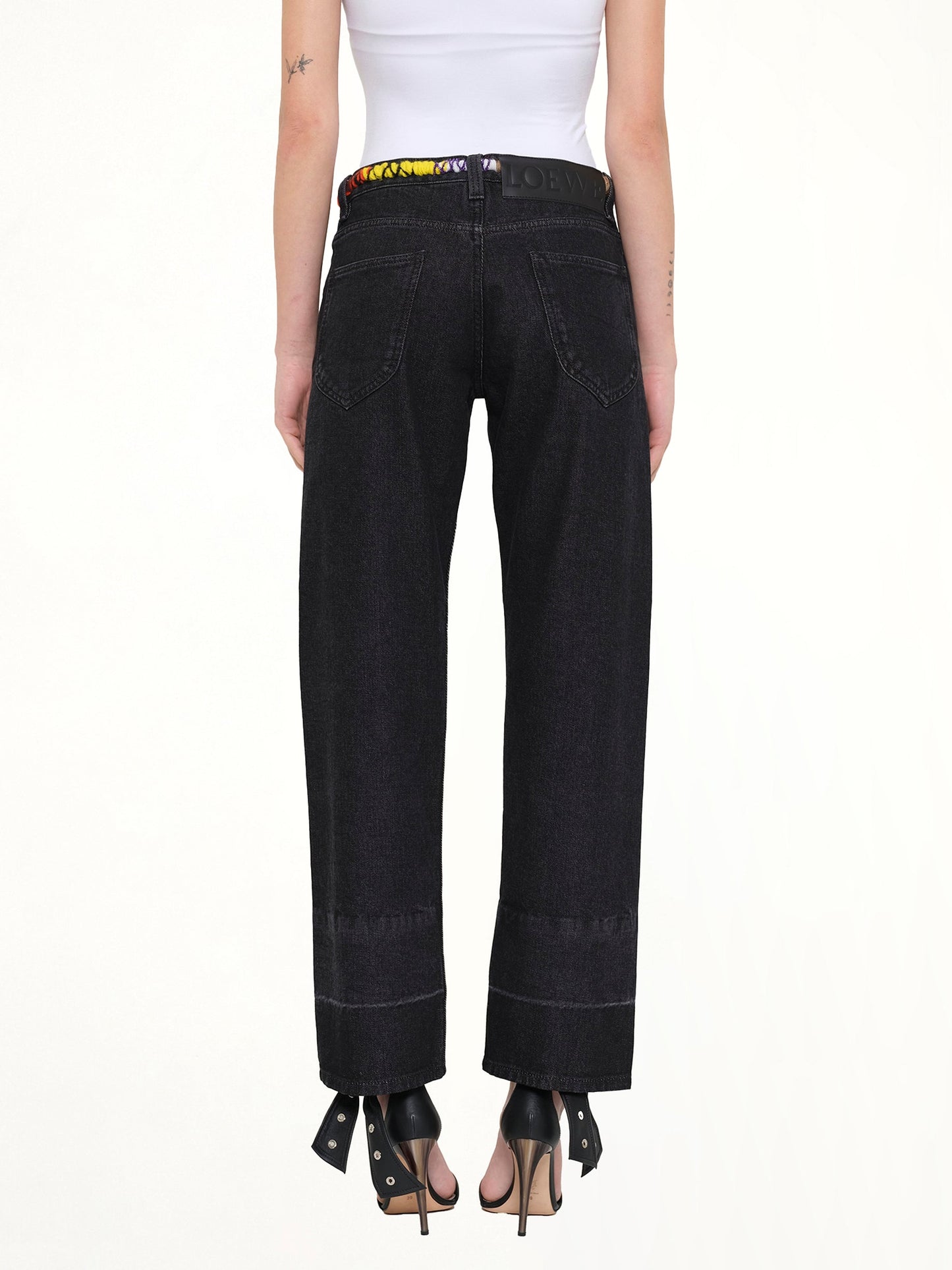 LOEWE Embroidered Knot 5 Pocket Jeans (Black)