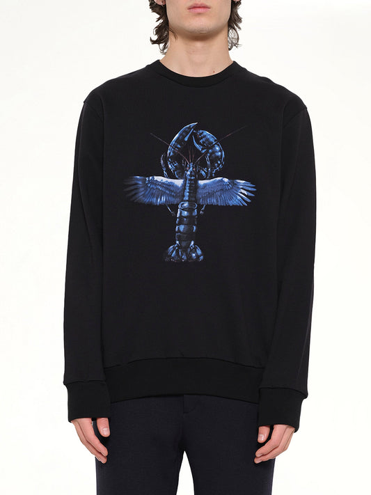 Image of a model wearing Outerwear. Product name - Flying Lobster Sweatshirt in Black colour by brand - LANVIN