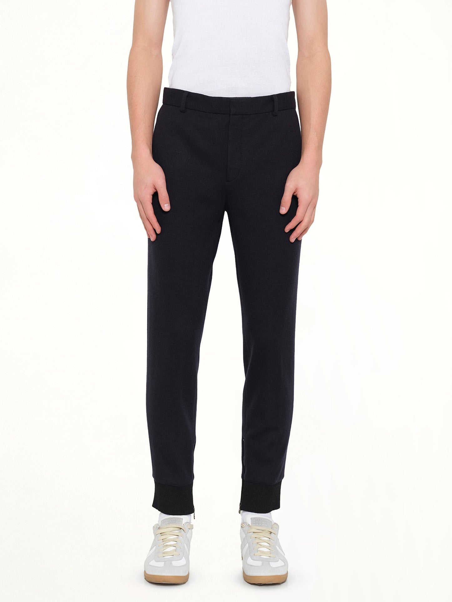 Image of a model wearing Pants. Product name - Jogging Pants in Navy colour by brand - LANVIN